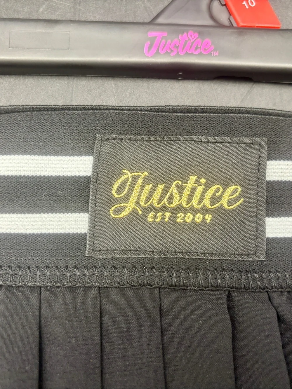 NWT Justice Girls Black Pleated Active Skort - Size Medium (10)
